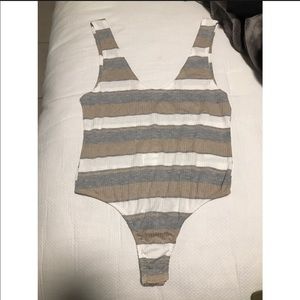 BRAND NEW Free People striped thong bodysuit. NWT!